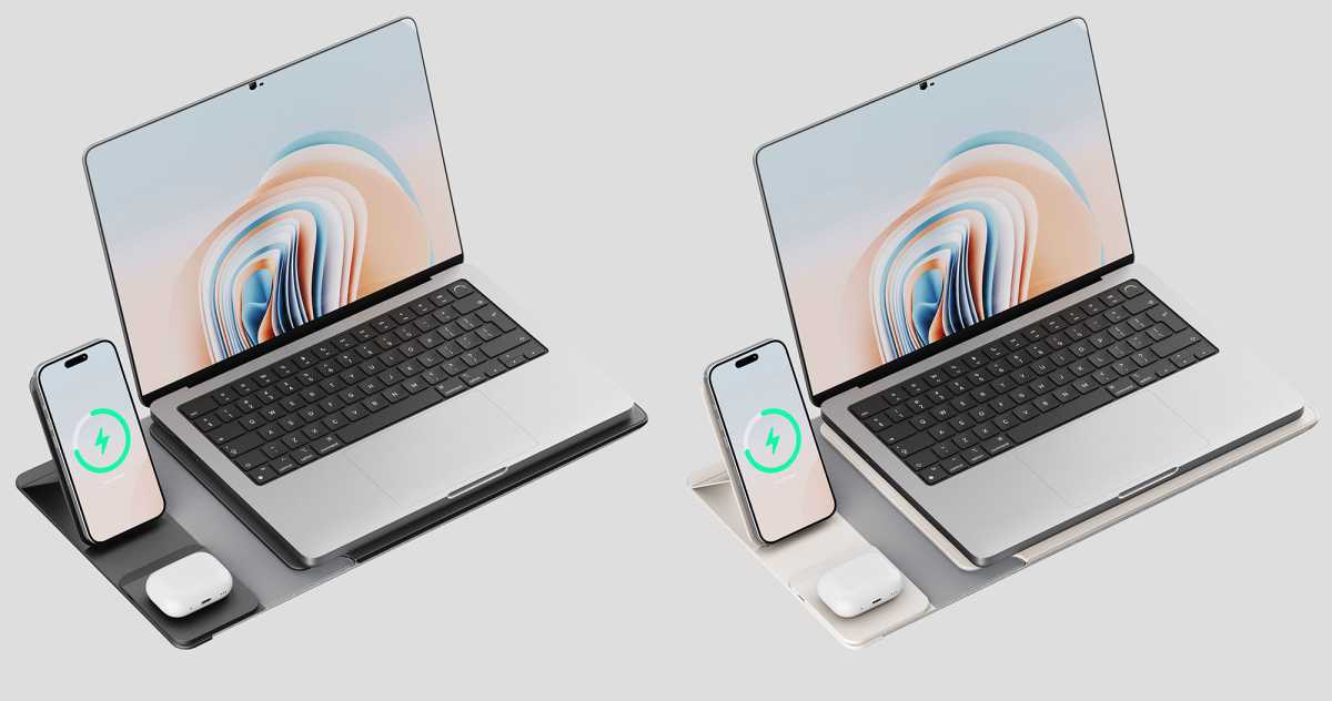 Journey Nexa Lift black and grey with MacBooks