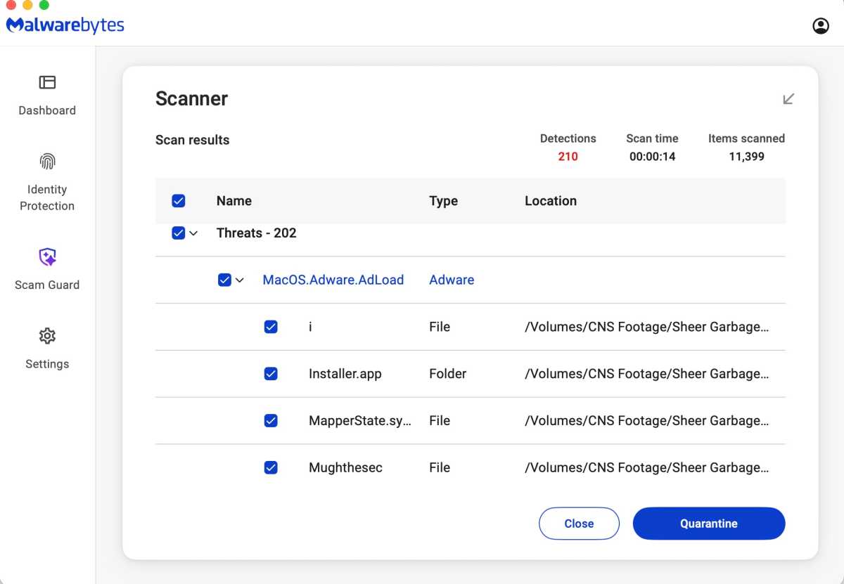 Malwarebytes scanner