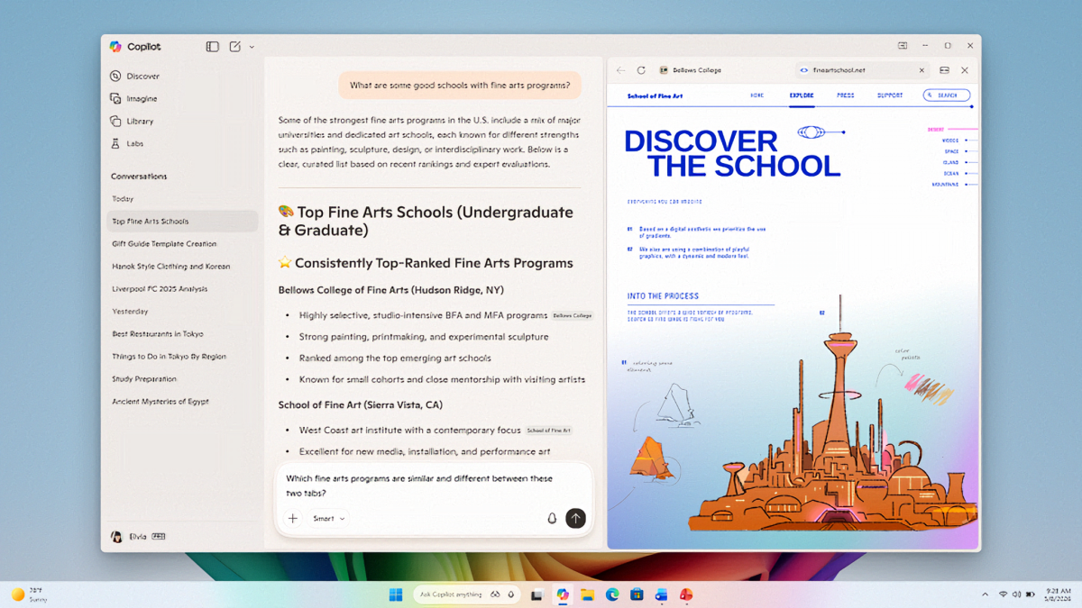 Microsoft Copilot app with browser