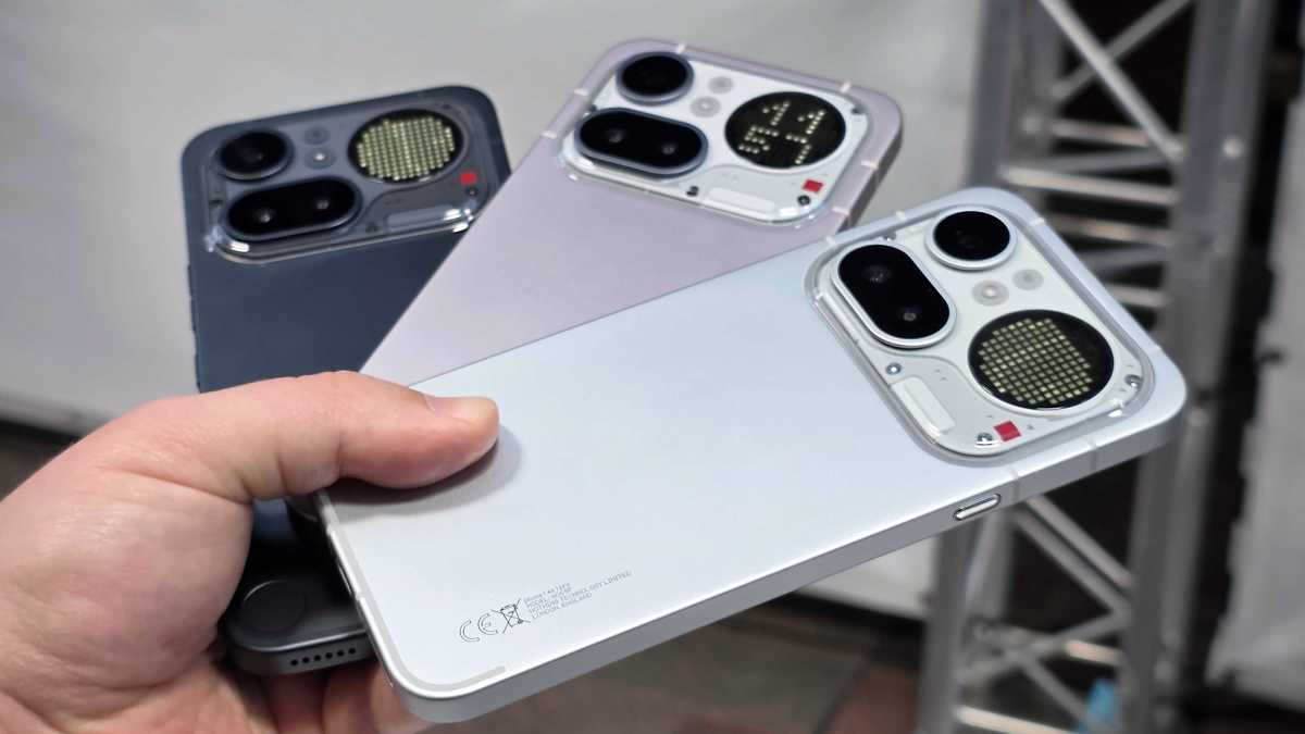 Nothing Phone 4a Pro all colours back angled fan