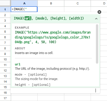 Google Sheets Image Function