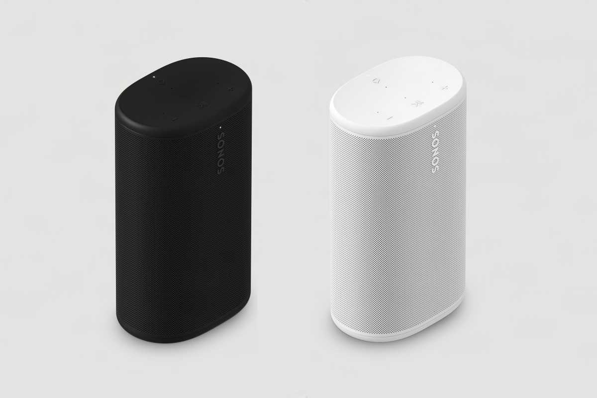 Photo showing the Play speaker in both black and white