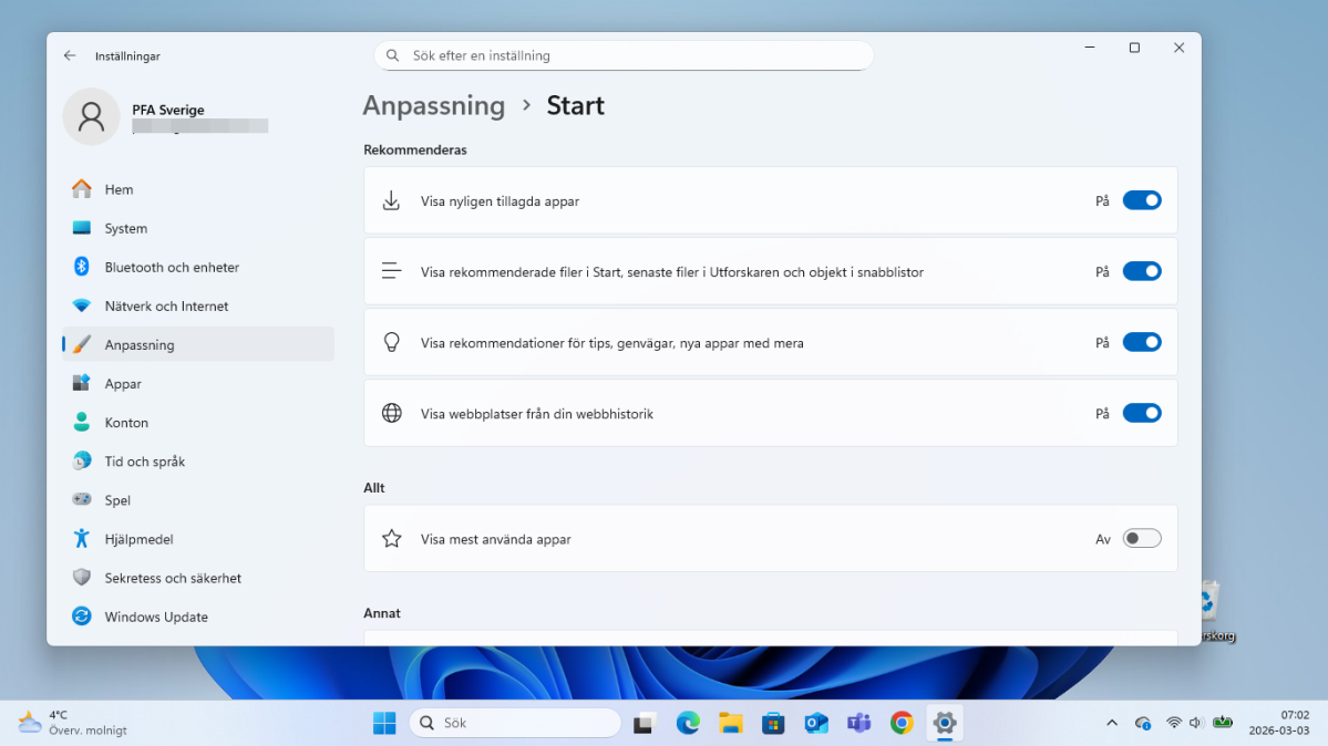 WIndows, Windows 11, Start-menyn, Start