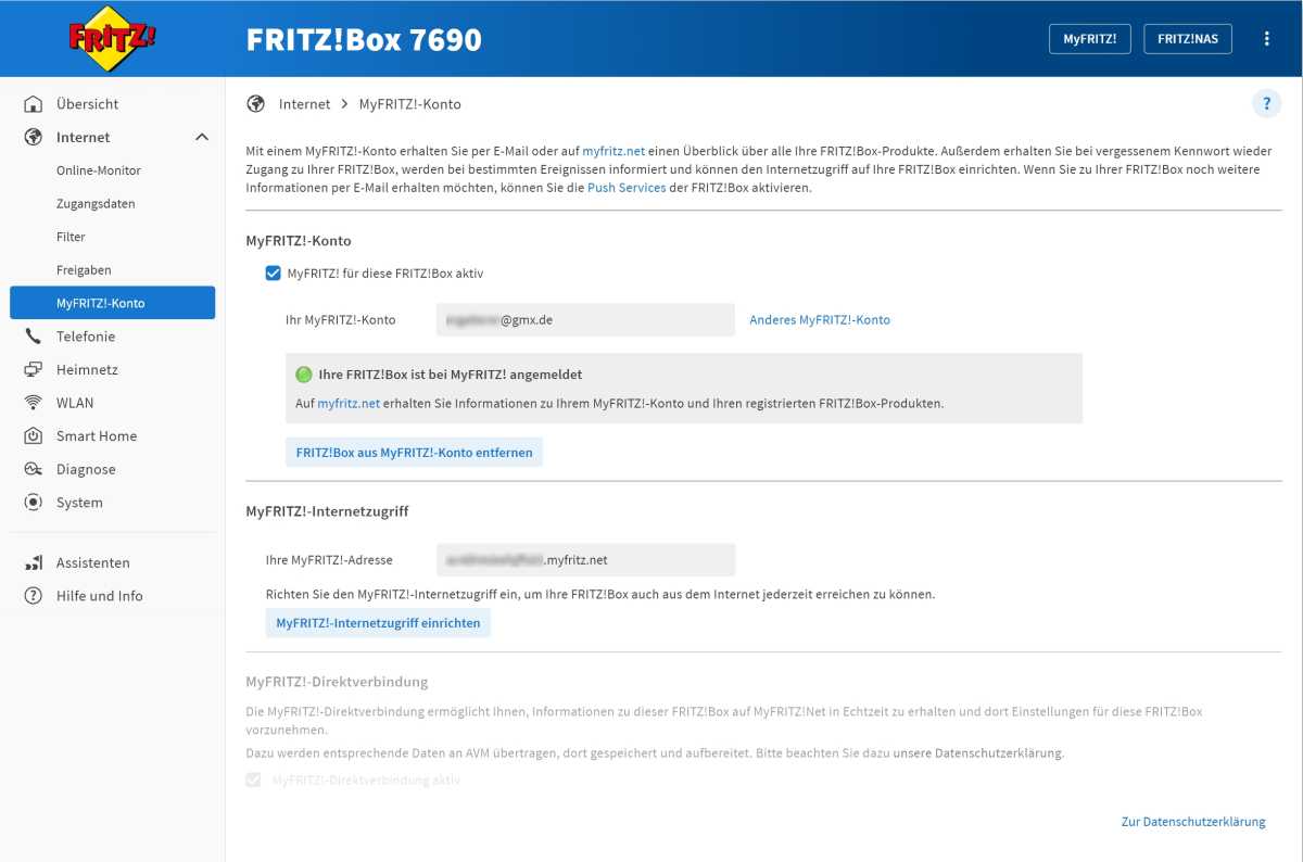 Tricks f r Fritz NAS 1 FB MyFritz Konto eingerichtet