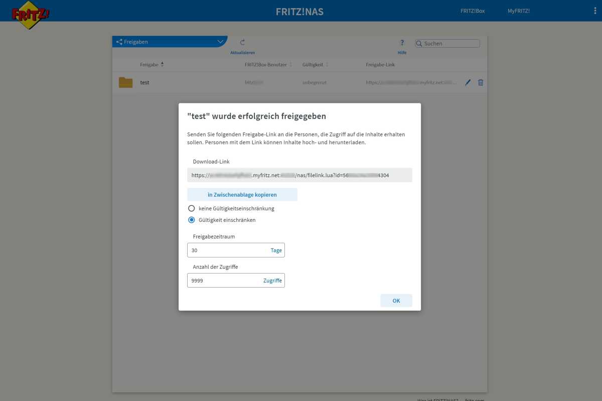 Tricks f r Fritz NAS 4 Upload Freigabe G ltigkeit Zugriffe einschr nken