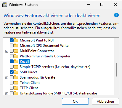 Win11 aufraeumen p04 13 Recall Feature
