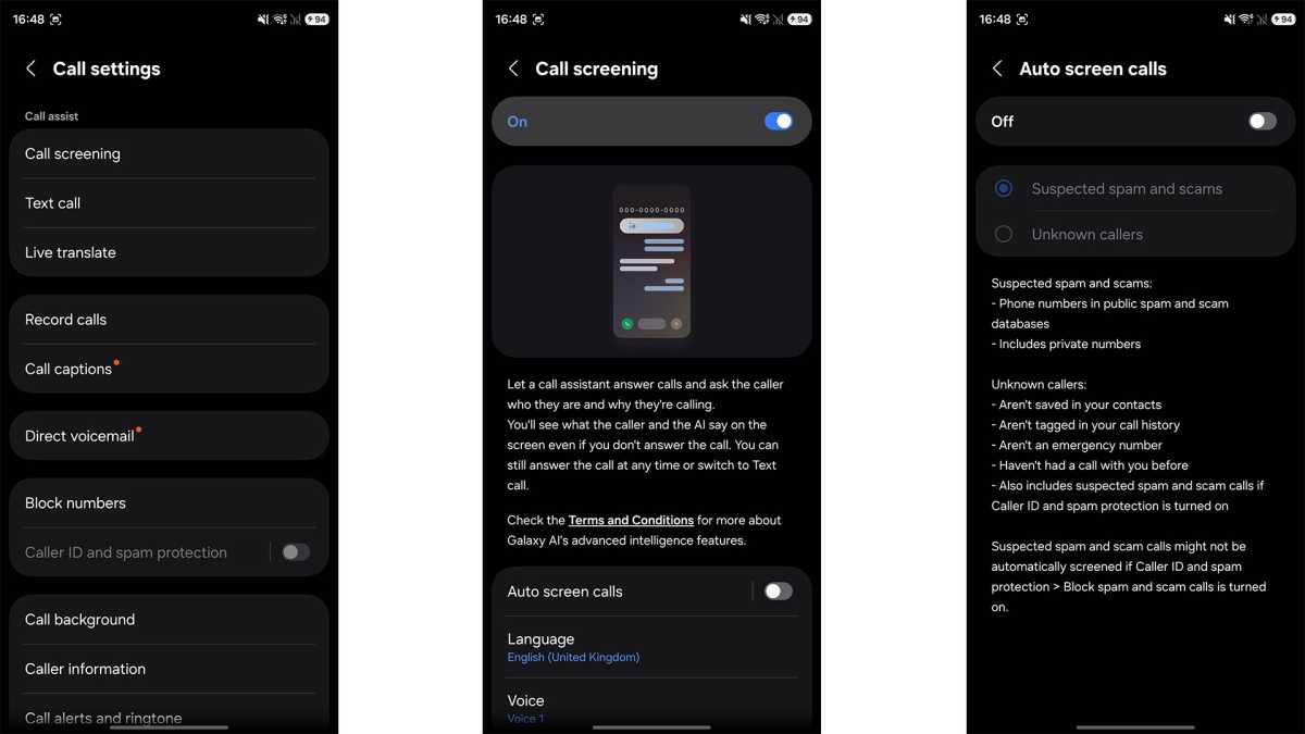 call screening screenshot s26 ultra