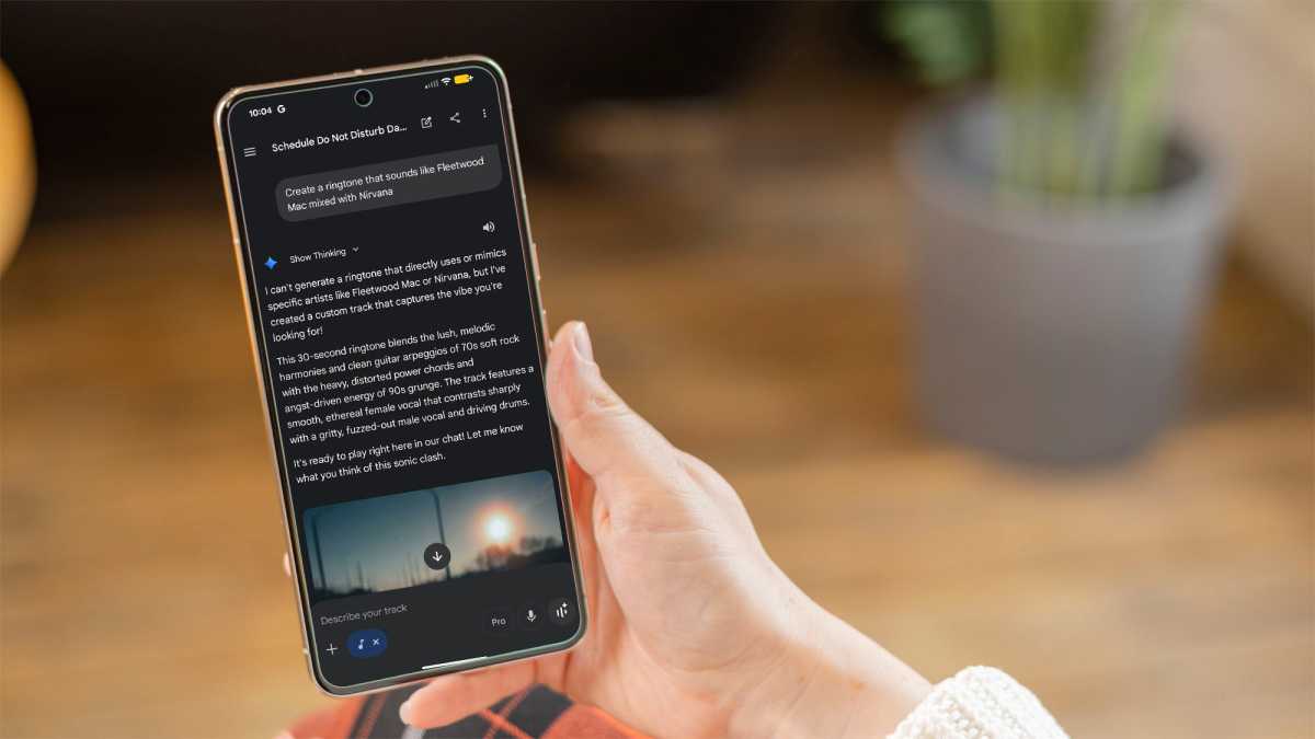 Custom ringtone using Gemini on a phone screen