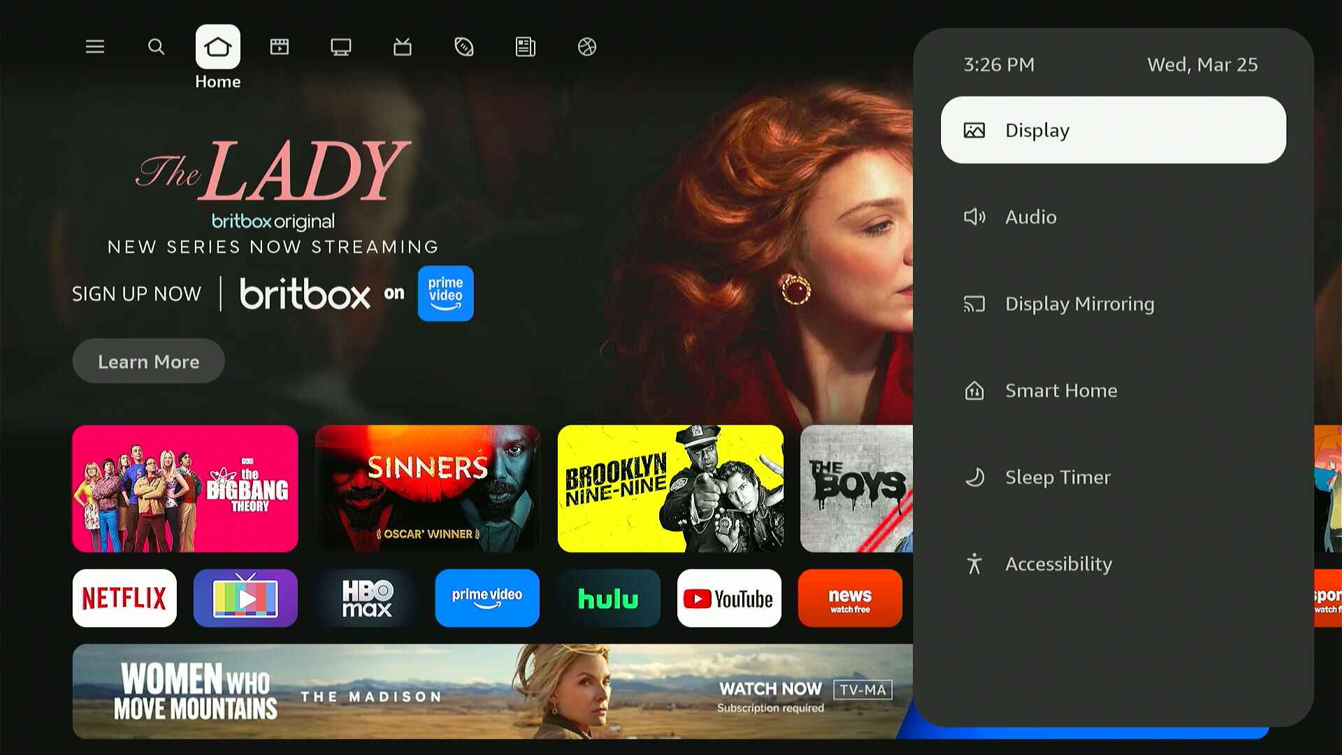 Fire TV new UI long-press home button