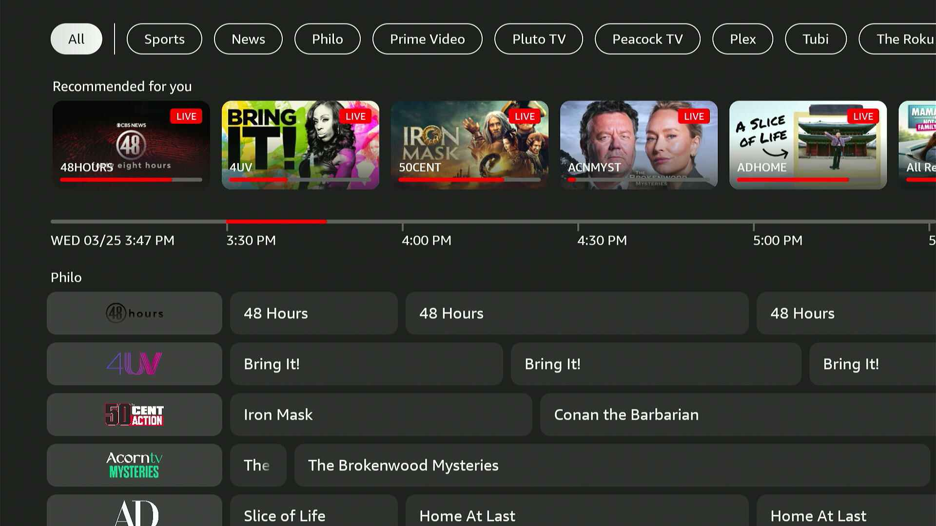 Fire TV new UI grid guide