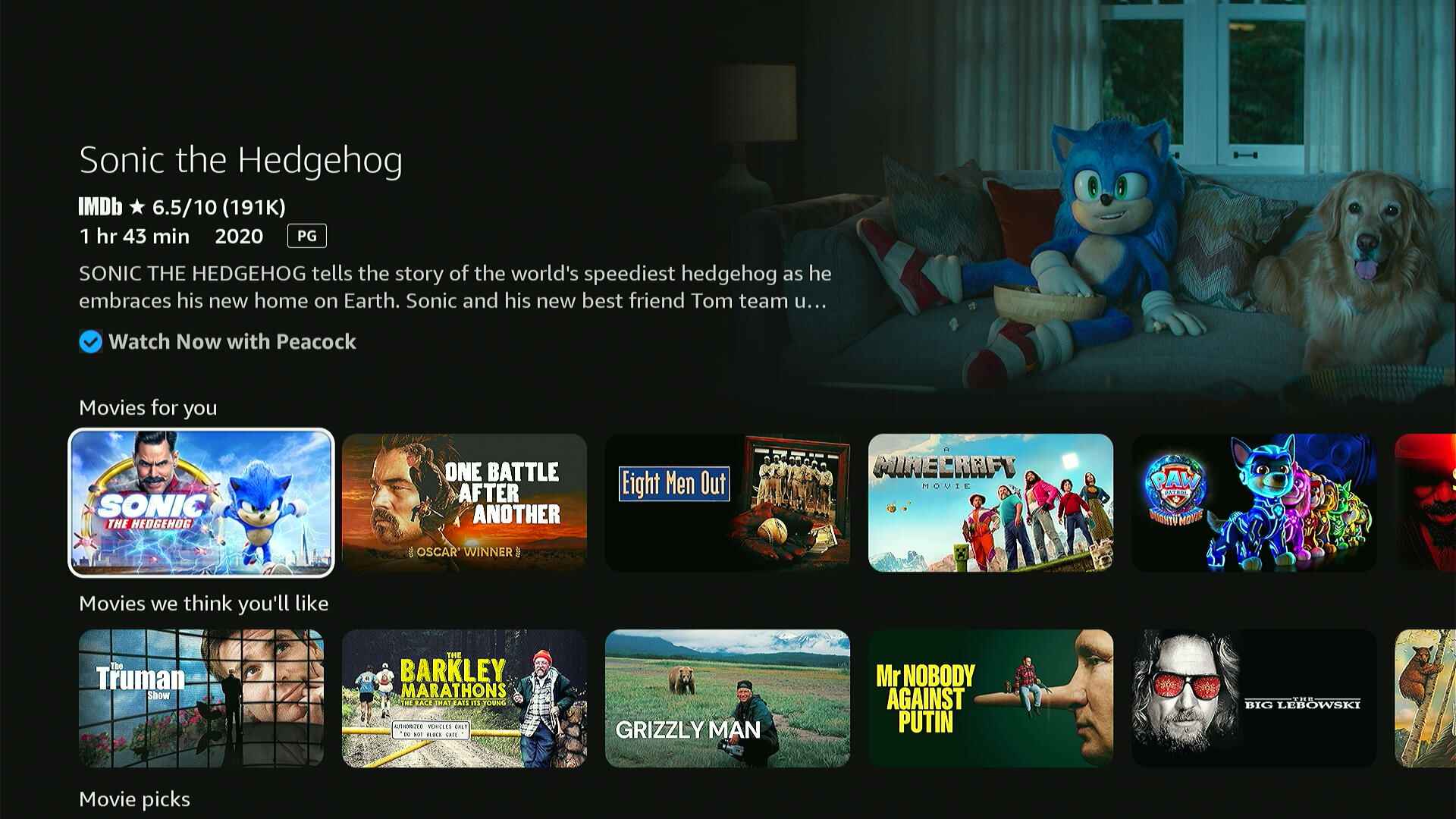Fire TV new UI Movie menu