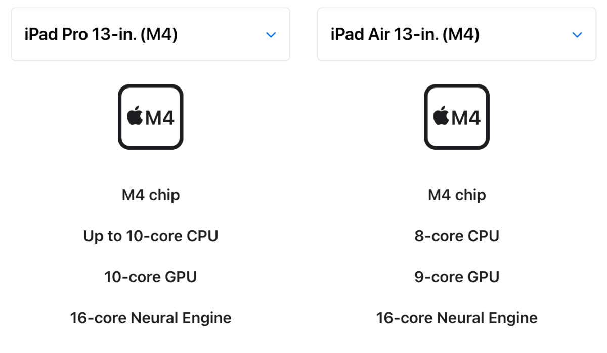 iPad Air and iPad Pro M4 specs