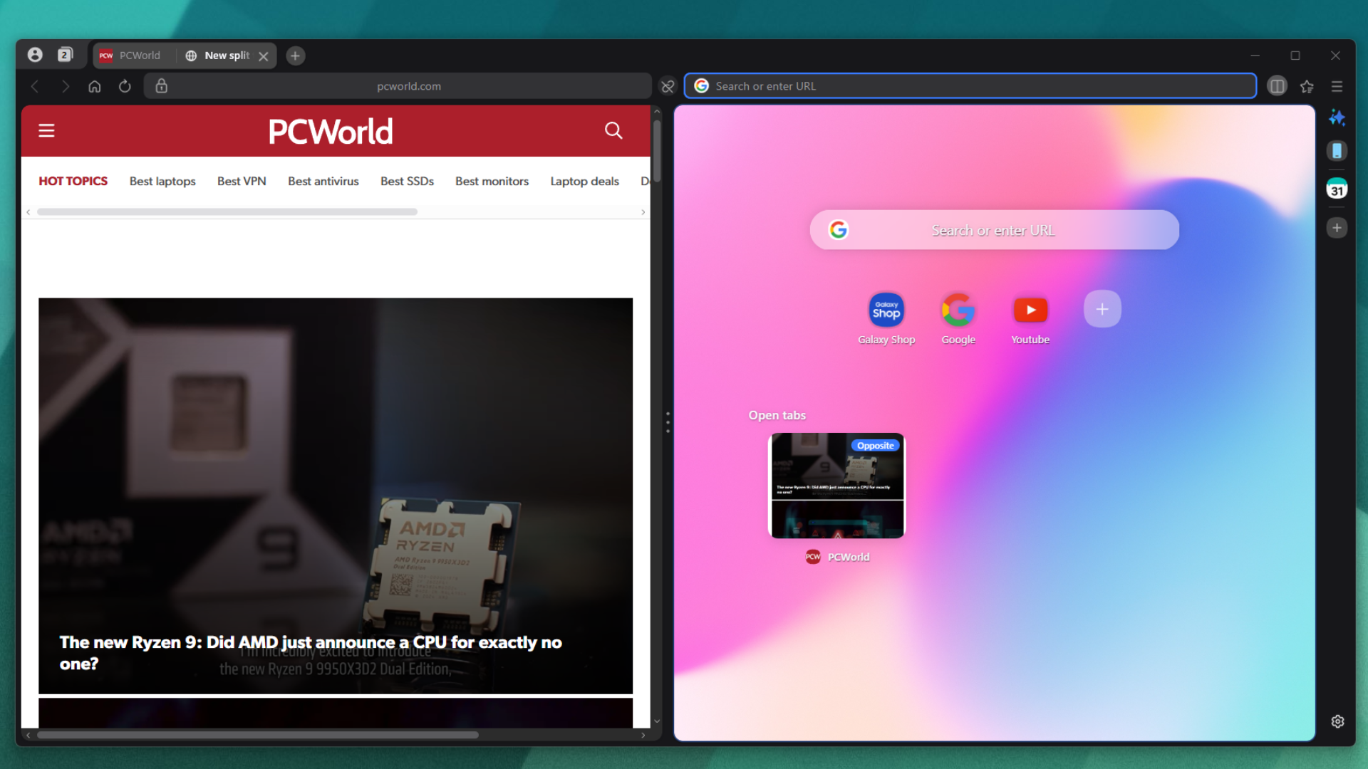 Samsung browser for Windows screenshot