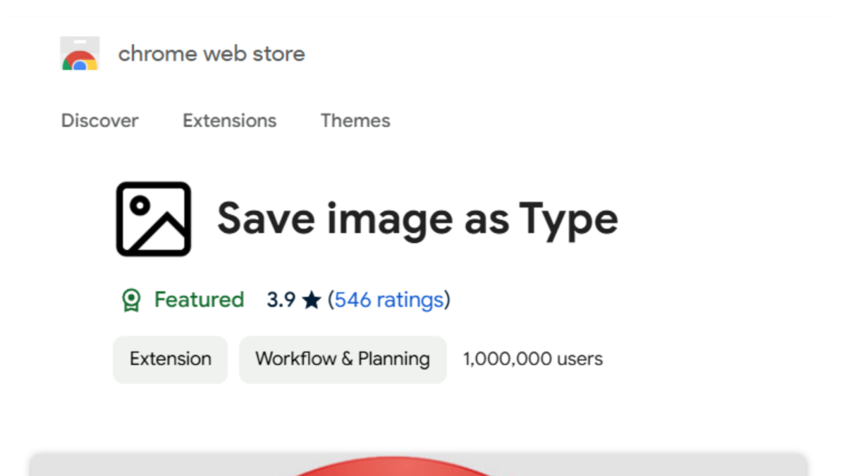 Chrome Web Store Save Image as Type
