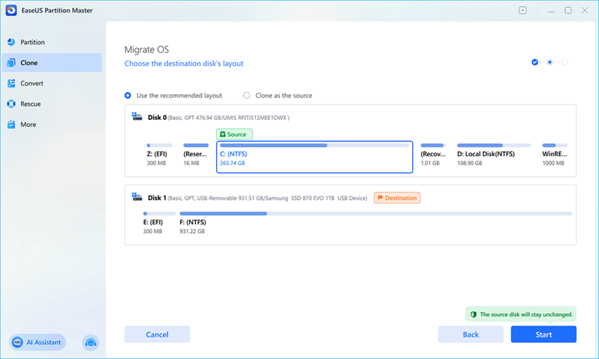 migrate os via easeus 2