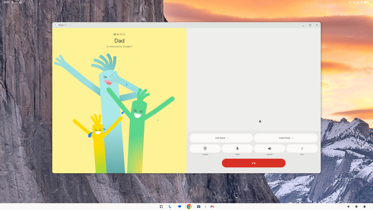 You can make phone calls from the desktop