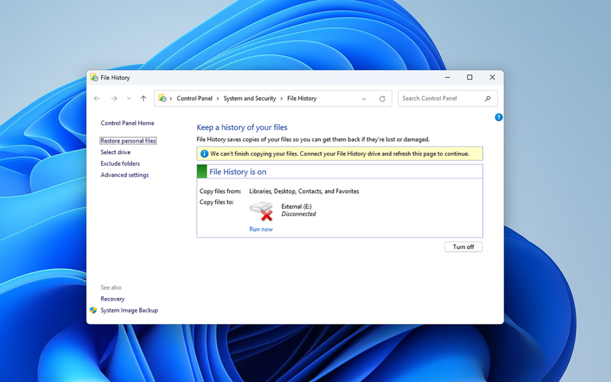 recover deleted photos with file history