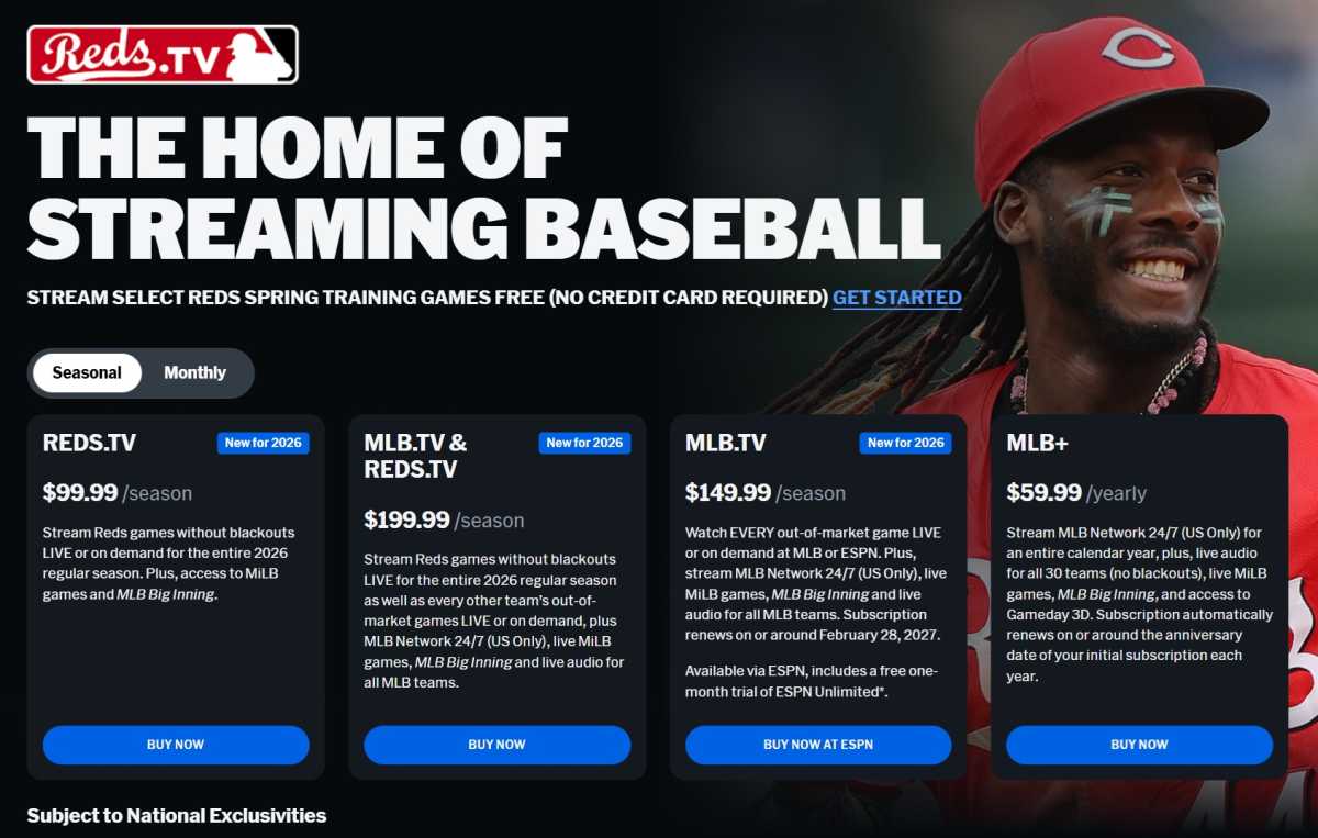 The Reds.TV sign-up page