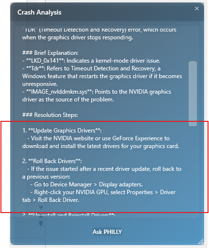 Windows Crash Assist with AI