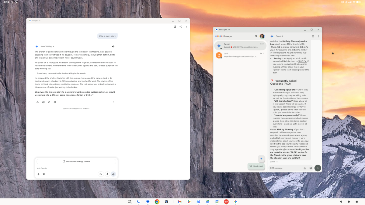 Gemini can run as an app in a window