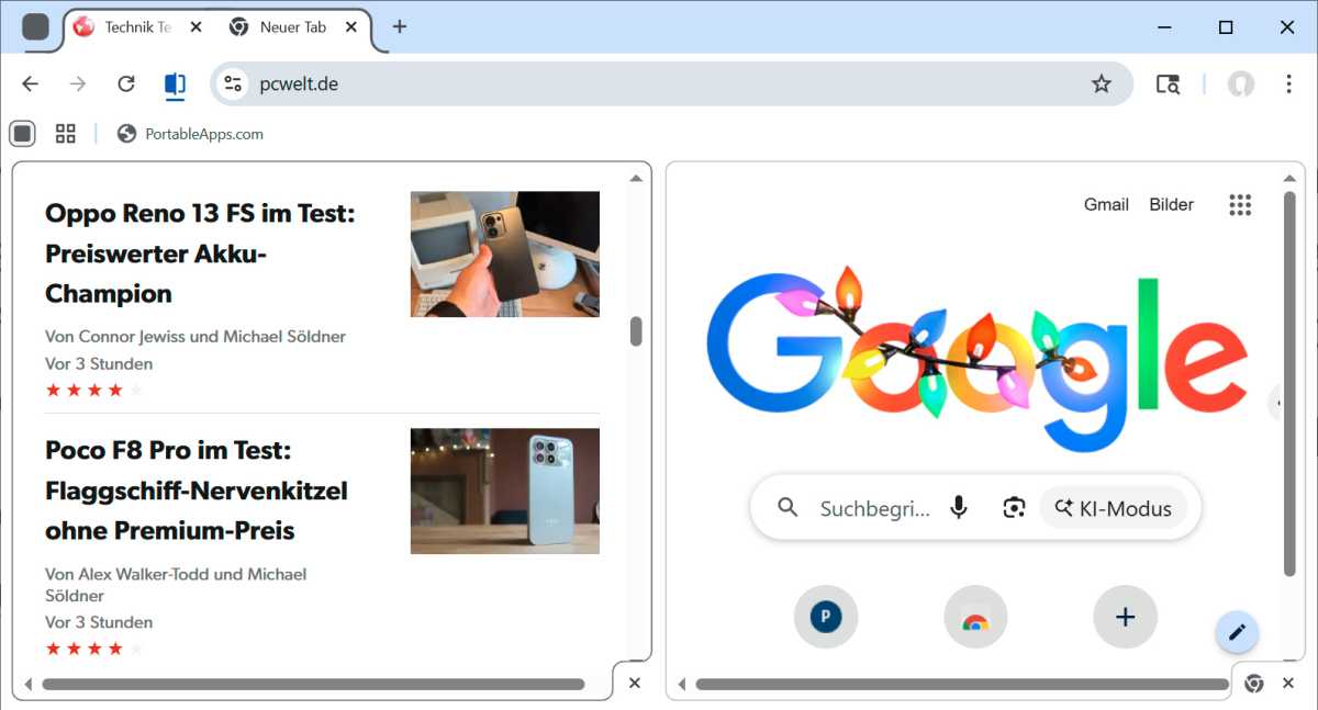 Google Chrome Tab teilen