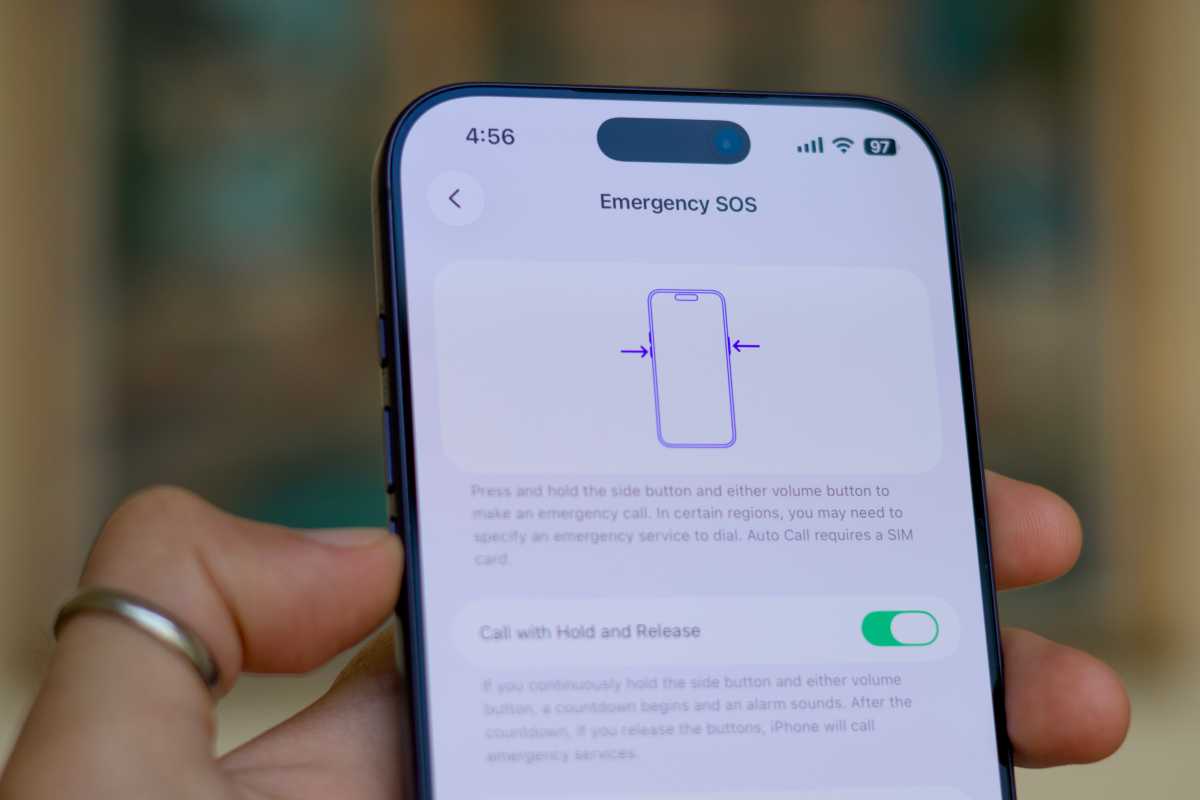 Emergency SOS settings on iOS