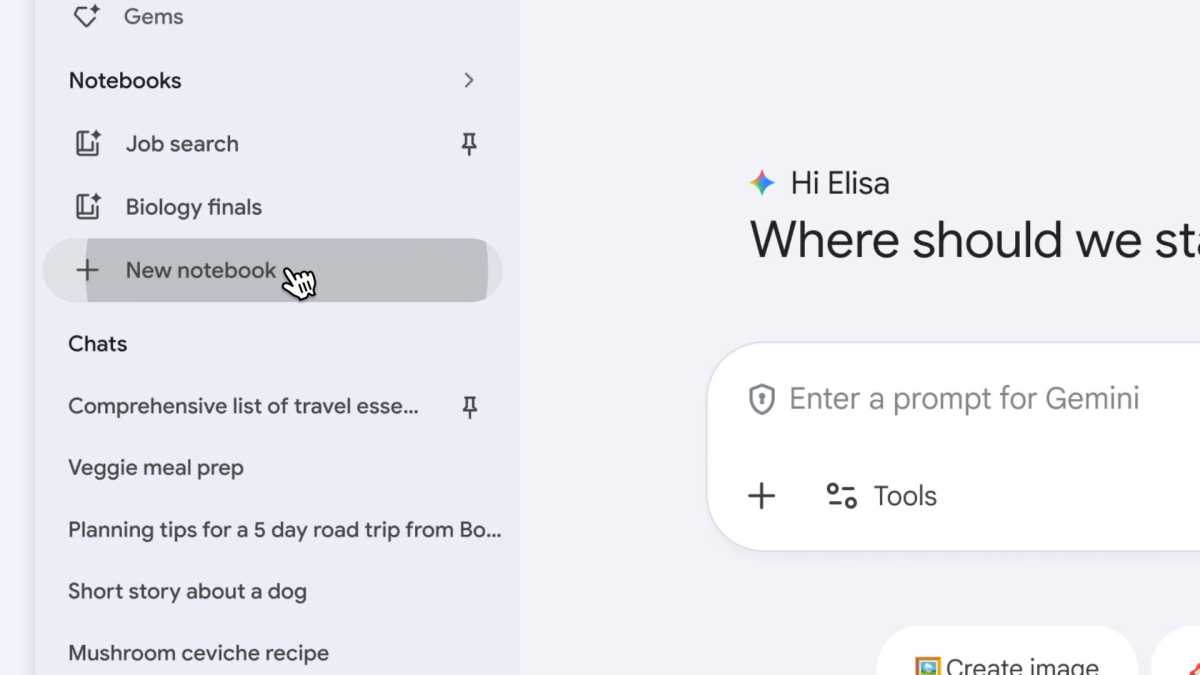 New Notebook feature in Google Gemini