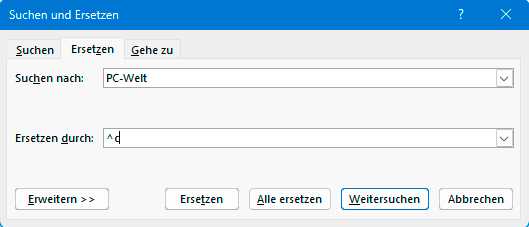 Suchen und Ersetzen