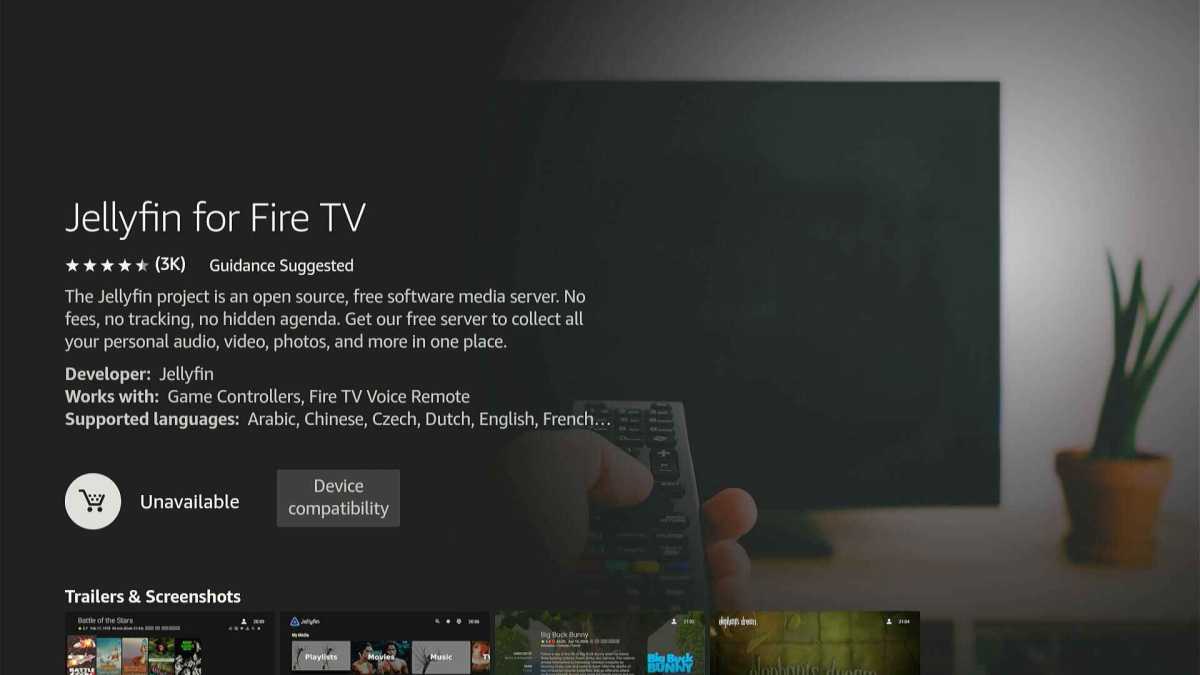 Fire TV Jellyfin page showing 