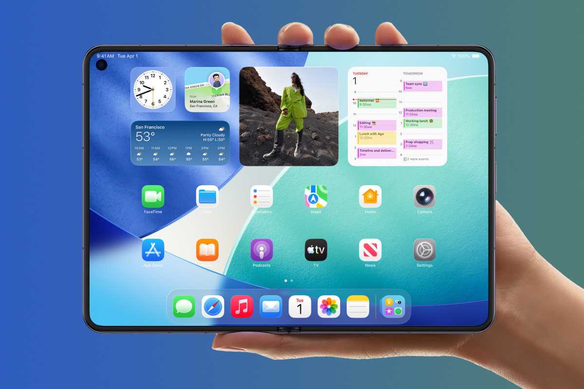 Concept design showing iPhone Fold unfolded
