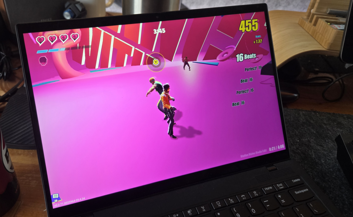 ThinkPad laptop running Dead as Disco demo