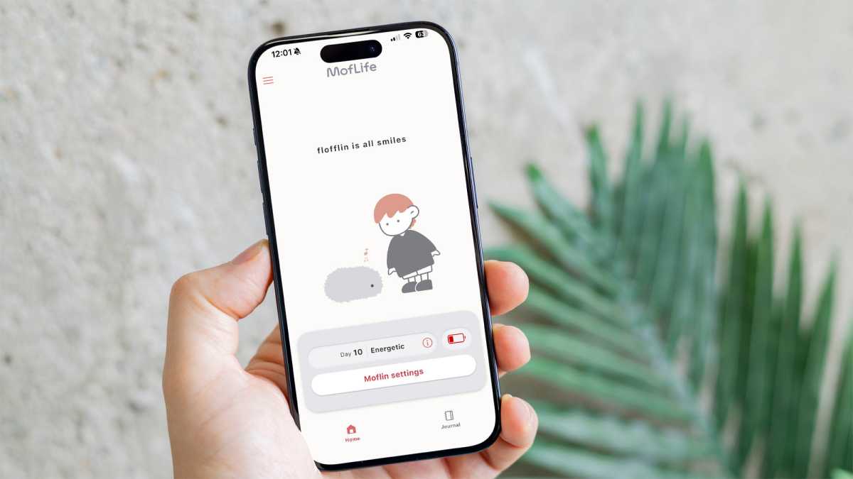 A screenshot of the Moflin app, shown on an iPhone 