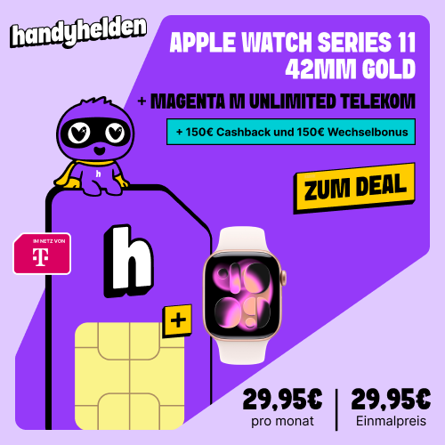 Apple Watch Series 11 mit Telekom-Unlimited-Tarif bei Handyhelden für effektiv 4,53 Euro monatlich
