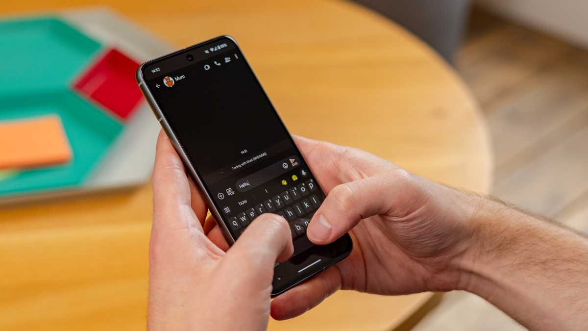 Texting on a Google Pixel 8 smartphone