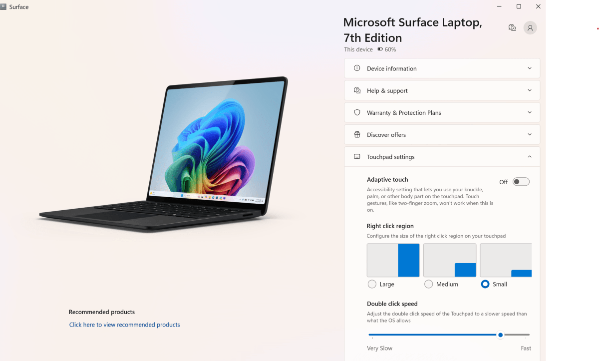 Microsoft Surface app Right click region