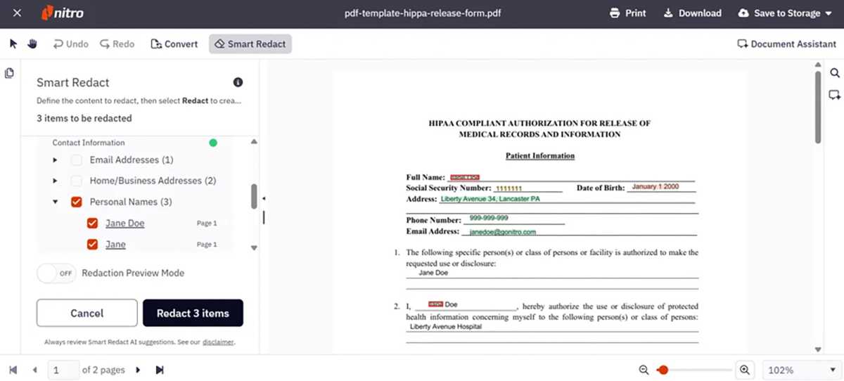 Nitro Manual vs AI Powered PDF Redaction 2