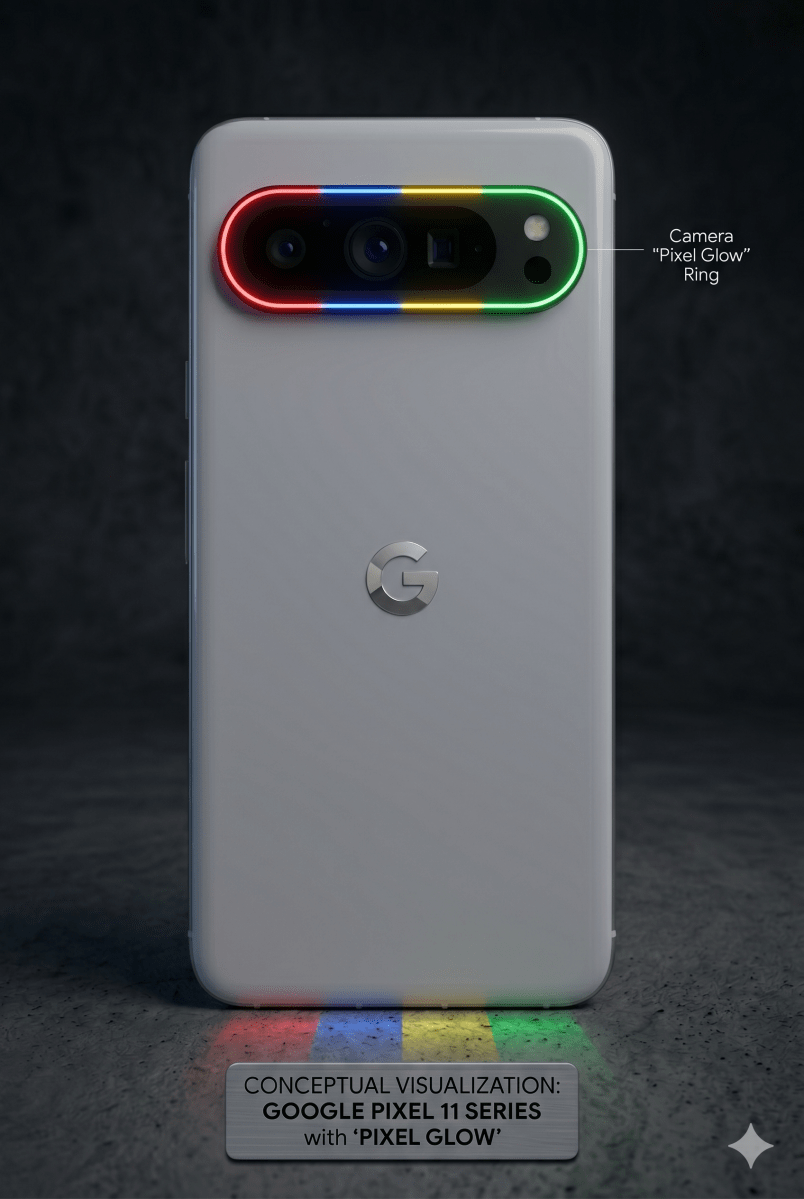 Pixel 11 with camera bar Pixel Glow lights by Gemini
