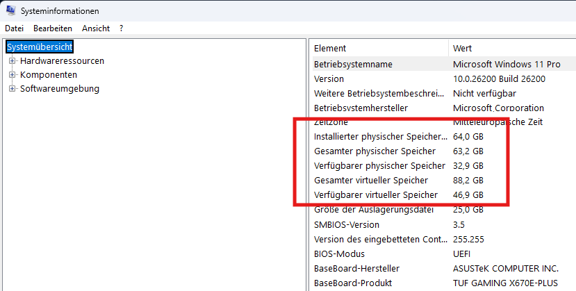 RAM optimal msinfo32 1