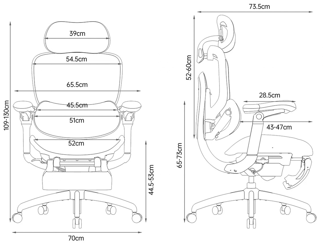Sihoo Doro C300 Pro V2 dimensions