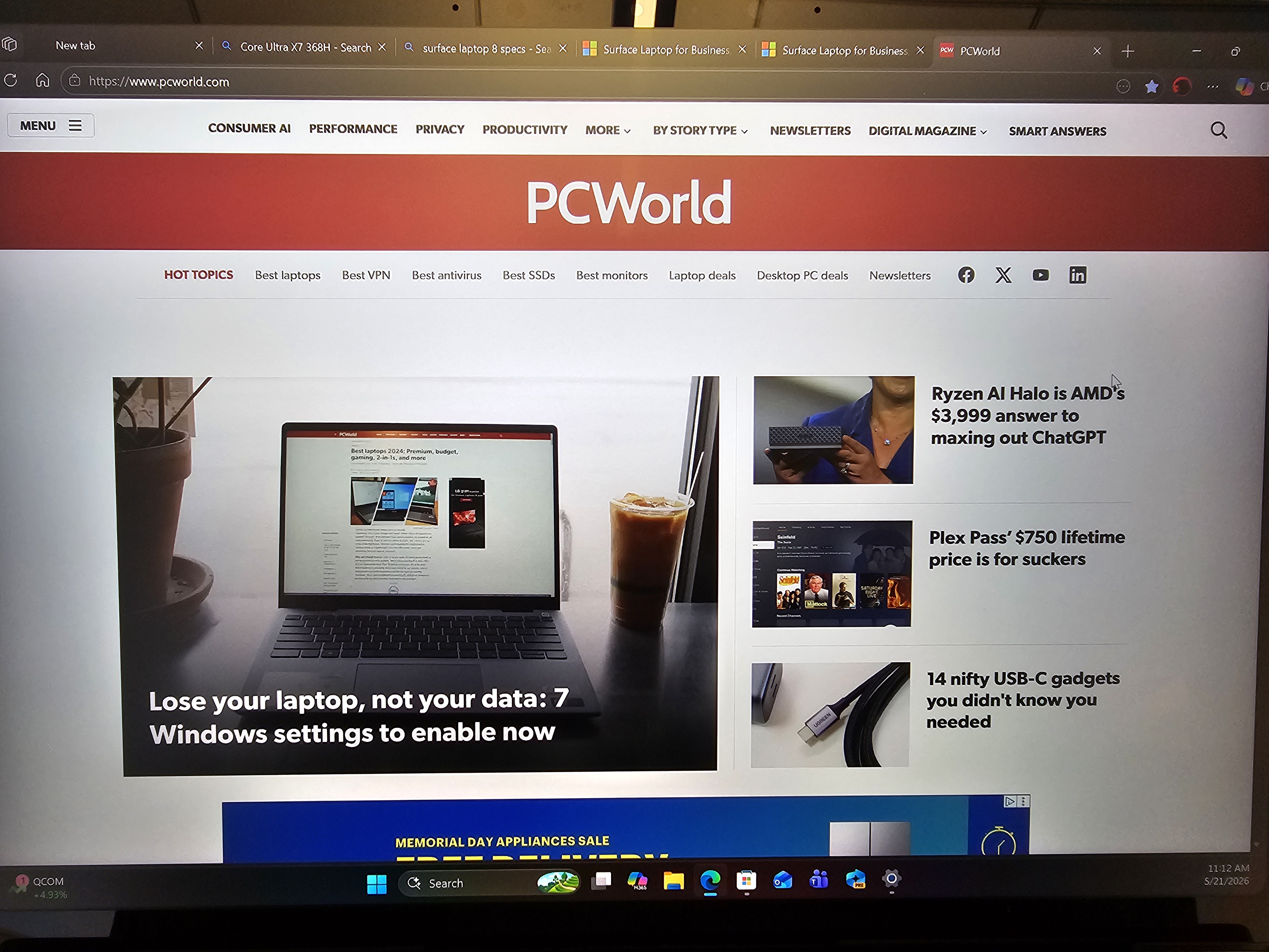 Surface Laptop 8 privacy shield off front