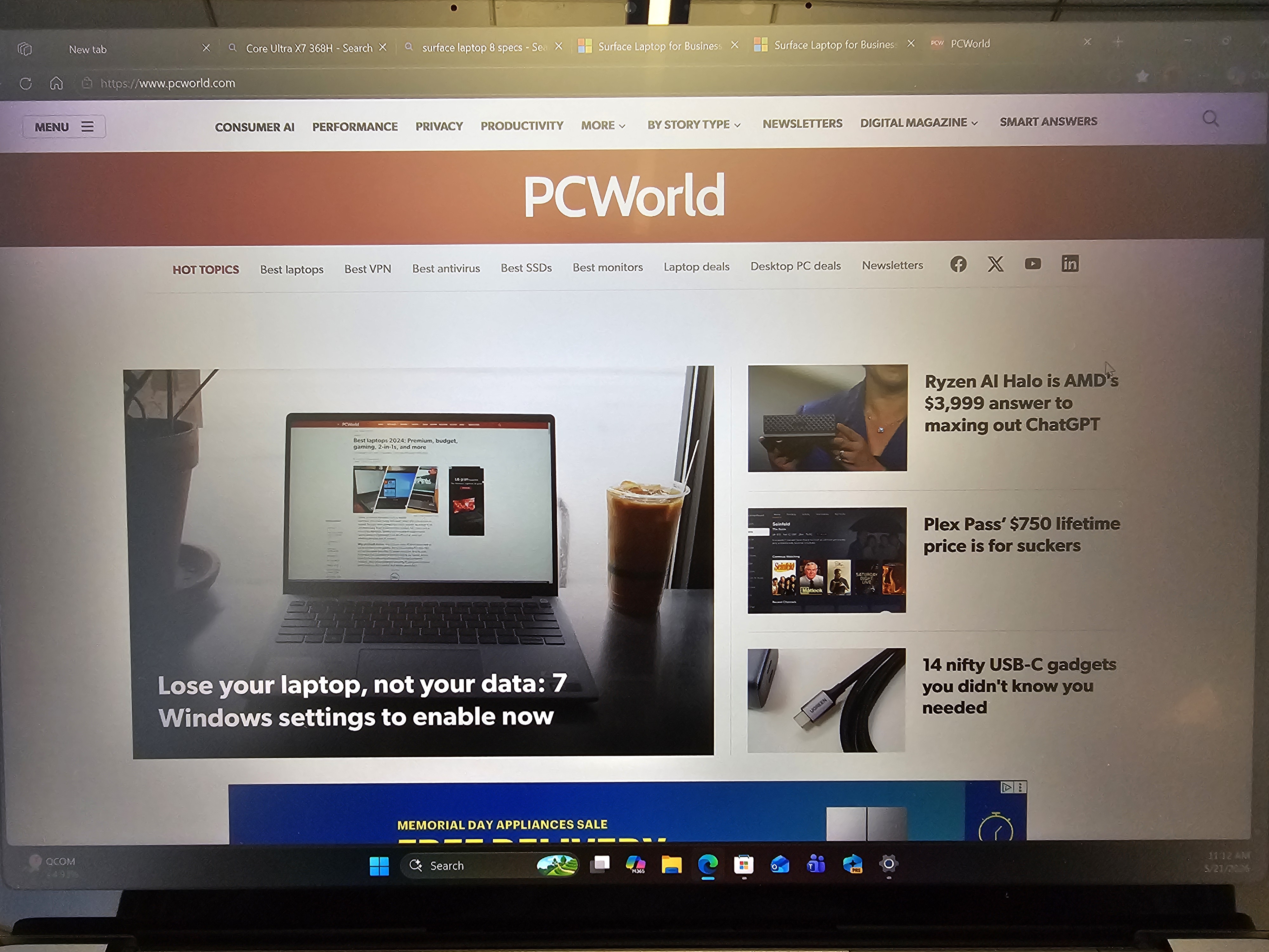 Surface Laptop 8 privacy shield on front