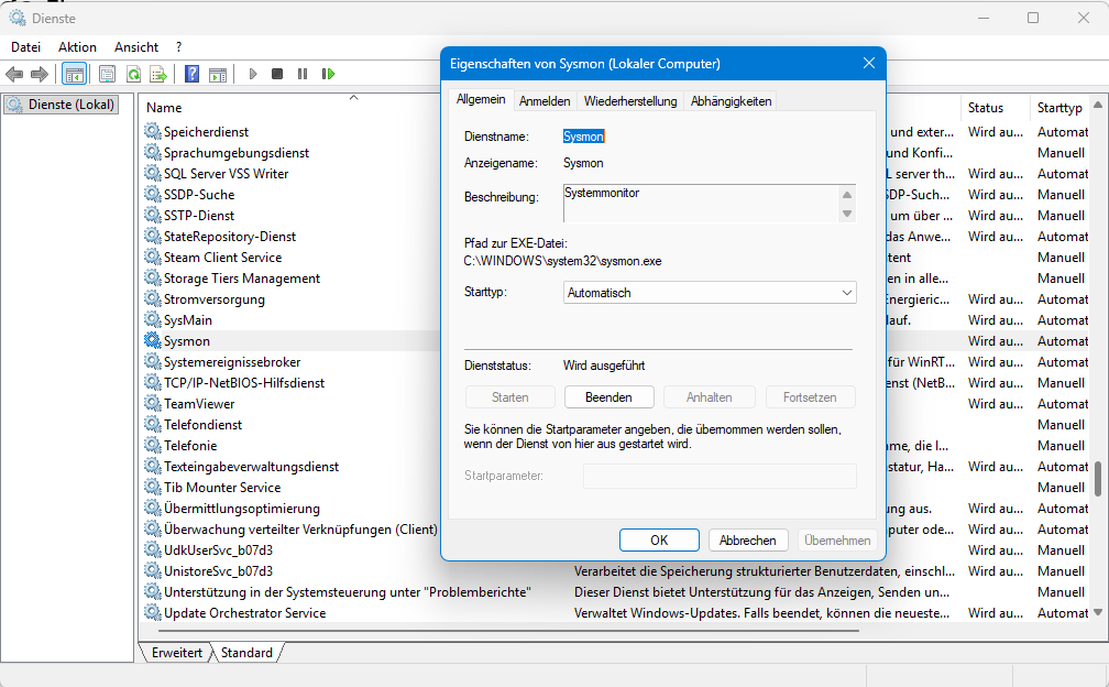 Systemmonitor Dienste