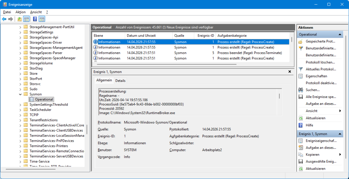Systemmonitor Ereignismonitor
