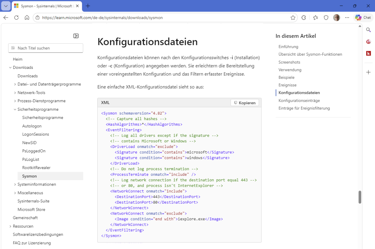 Systemmonitor Konfigurationsdatei