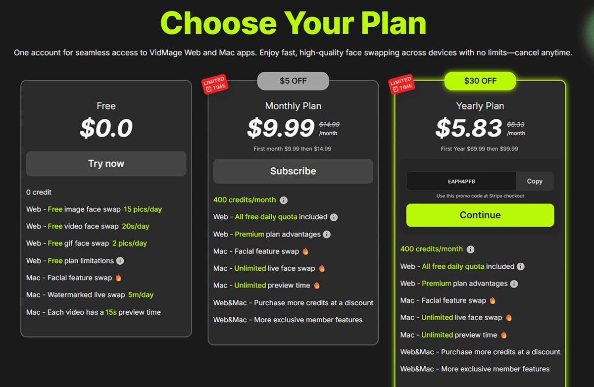 TA VidMage pricing