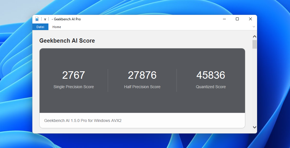 Test GMKtec NucBox K13 geekbench ai npu