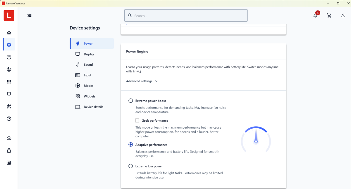 Utility app power speed management