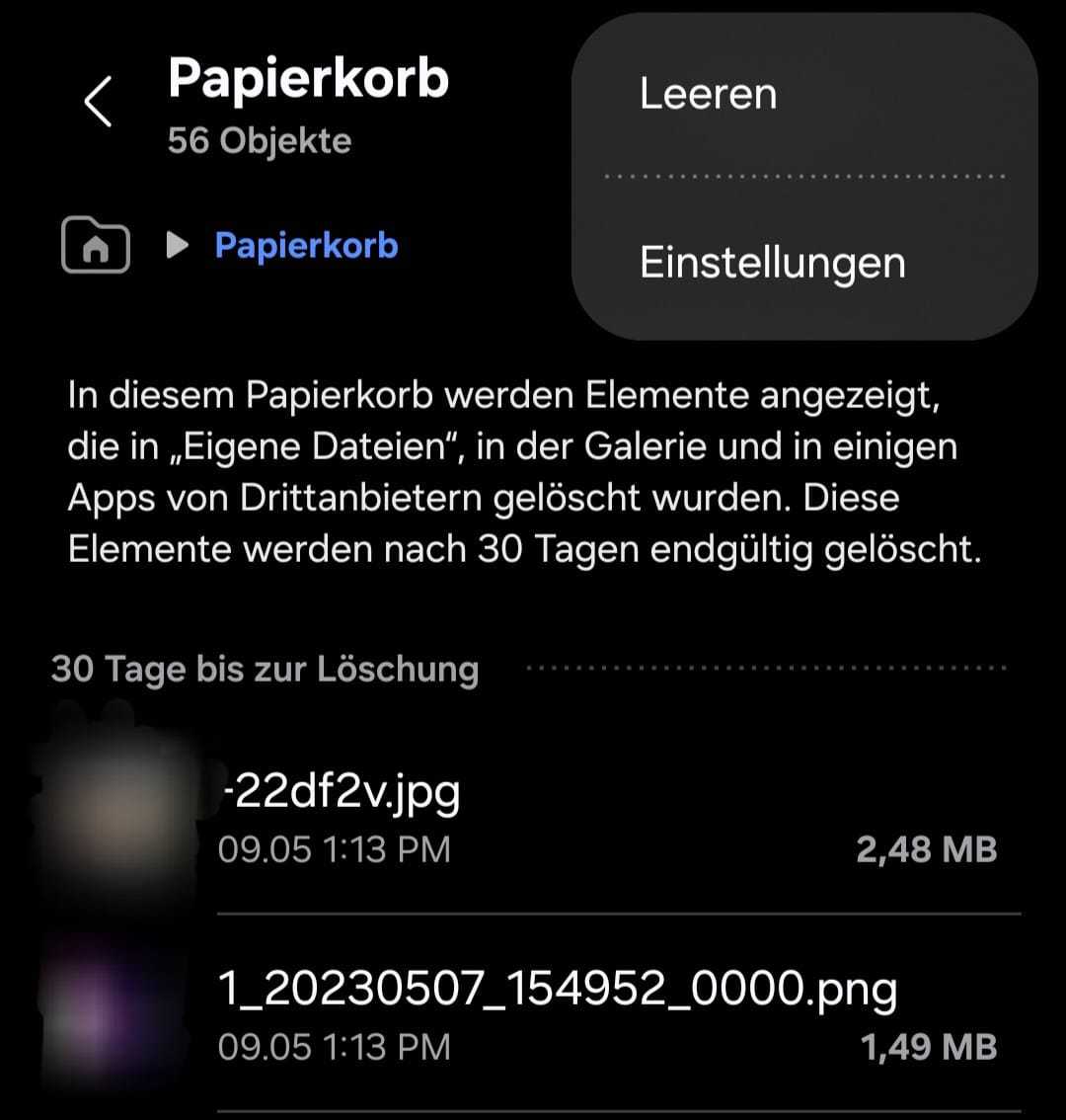 Klick für Vollbild-Ansicht 🔍 Papierkorb Android
