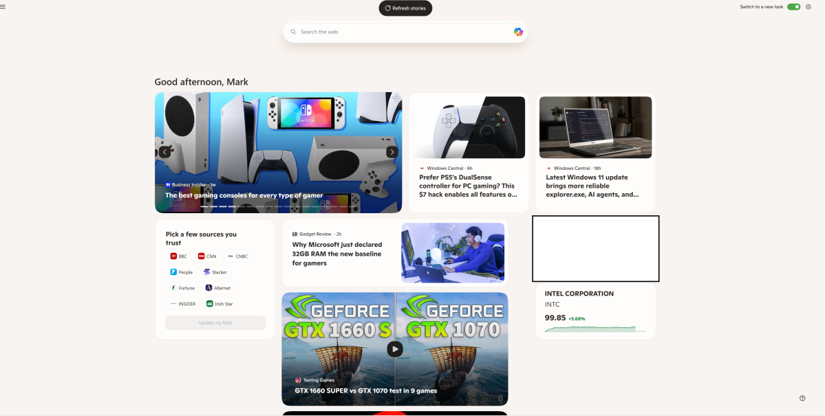 Windows Discover feed